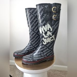 JUICY COUTURE VIVA LA JUICY BLACK RAINBOOTS